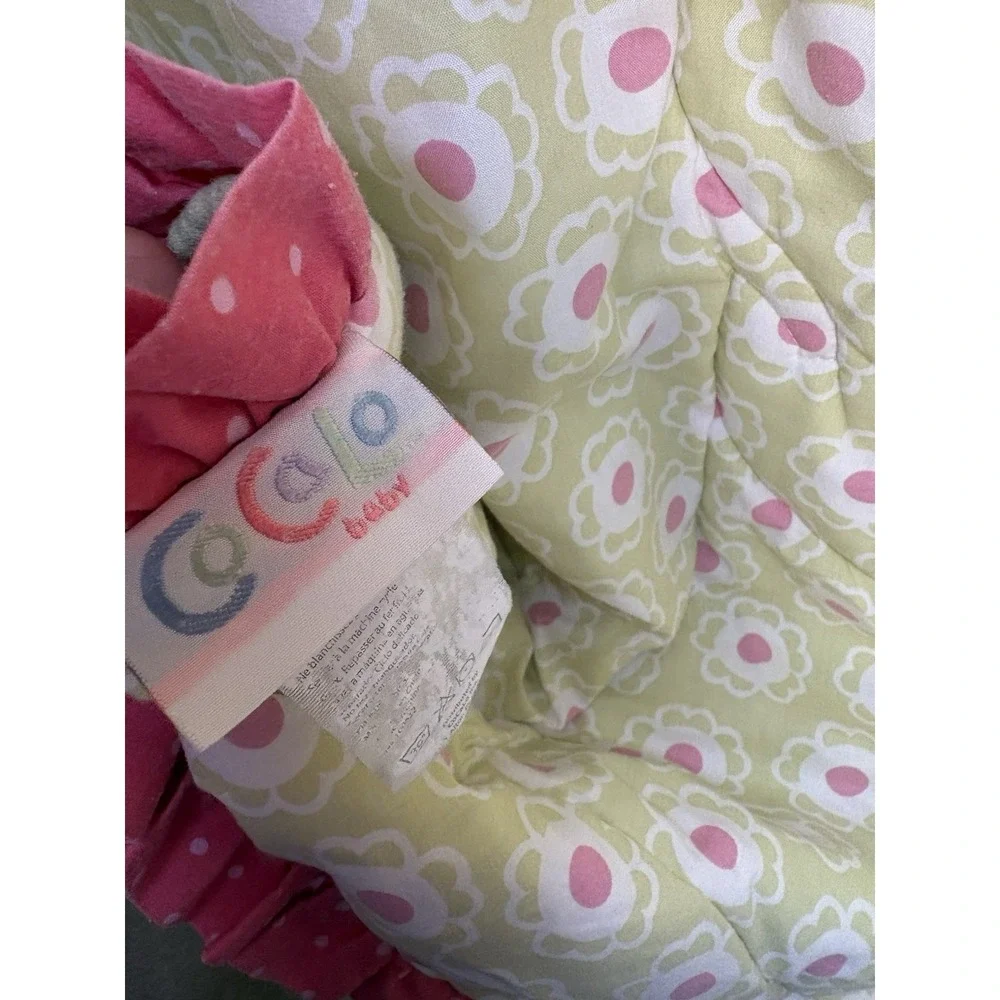 CoCalo Crib Blanket Pink Embroidered Comforter Turtles Butterflies 41